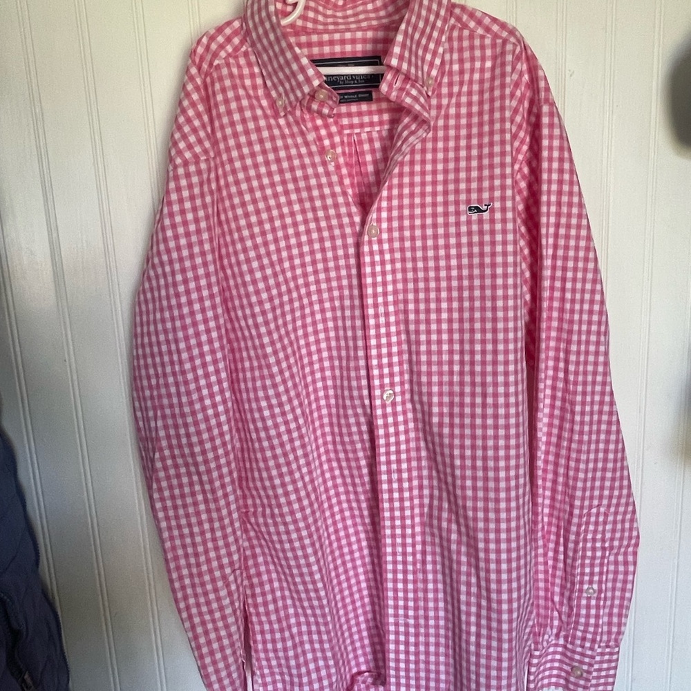 Vineyard Vines Men's Pink Gingham Shirt